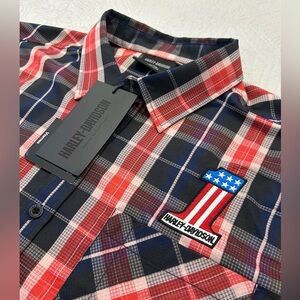 NWT! Harley Davidson Men’s Size 2XL Venting Short Sleeve Button Shirt Red Plaid